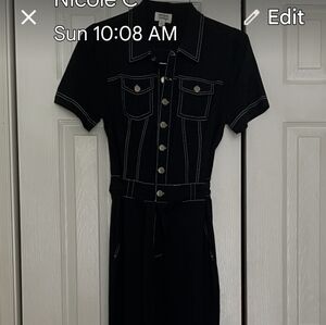Fun Vintage Black Button-Down Pantsuit Never Worn